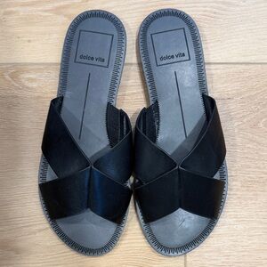 Dolce Vita Black Crisscross Slide Sandals